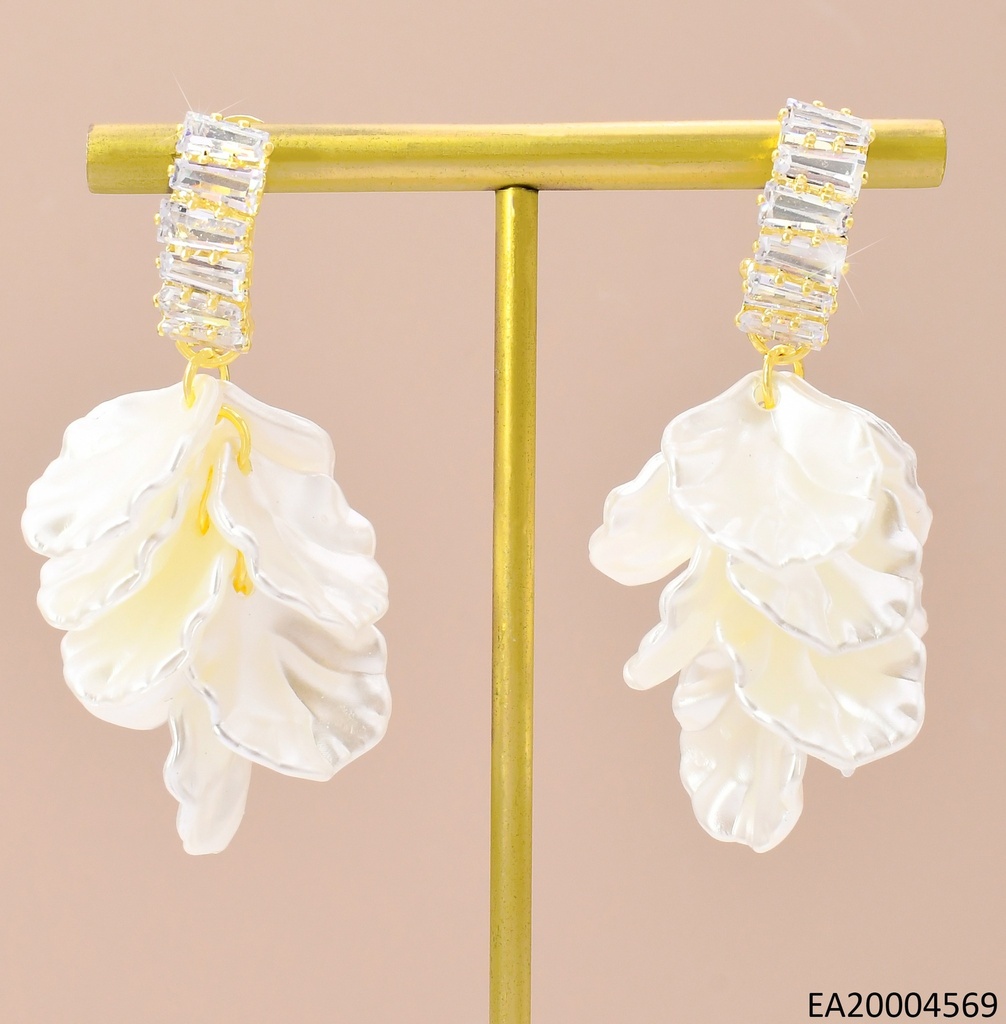ARETES RECT.VERT ZIRC.C/PETALOS BLANCOS EE4358-355