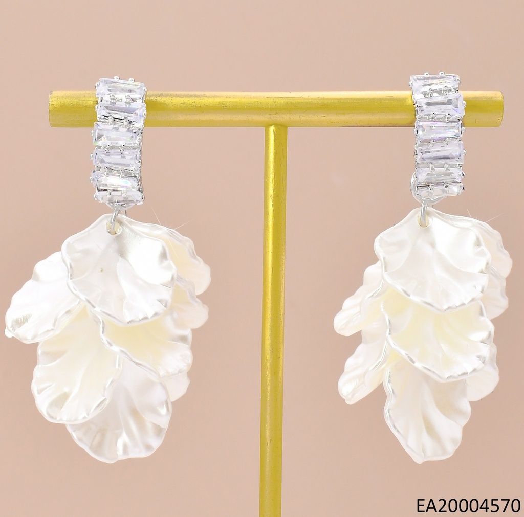 ARETES PLAT.RECT.VERT ZIRC.C/PETALOS BLANCOS EE4359-355