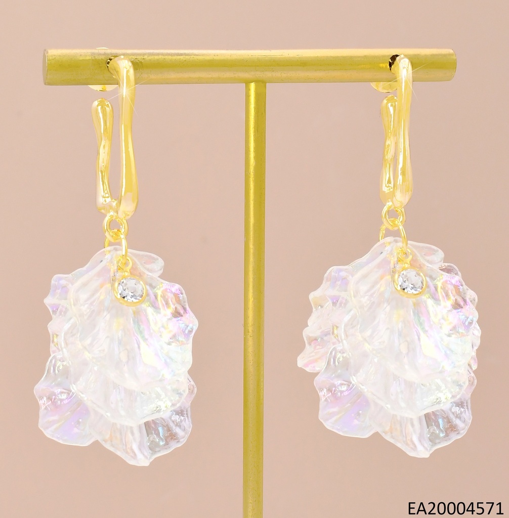 ARETES "U"IRREG.C/PETALOS BLANCOS TORNASOL EE4354
