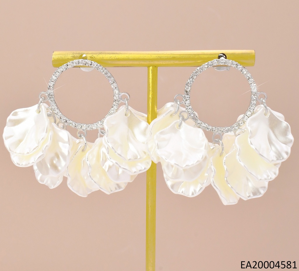 ARETES PLAT.CIRCULO ZIRC.C/PETALOS BLANCOS EE4369-355