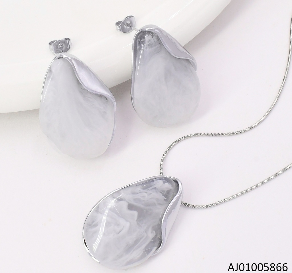 SET PLAT OVALO IRRE. ACRILICO BLANCO SA1162-45
