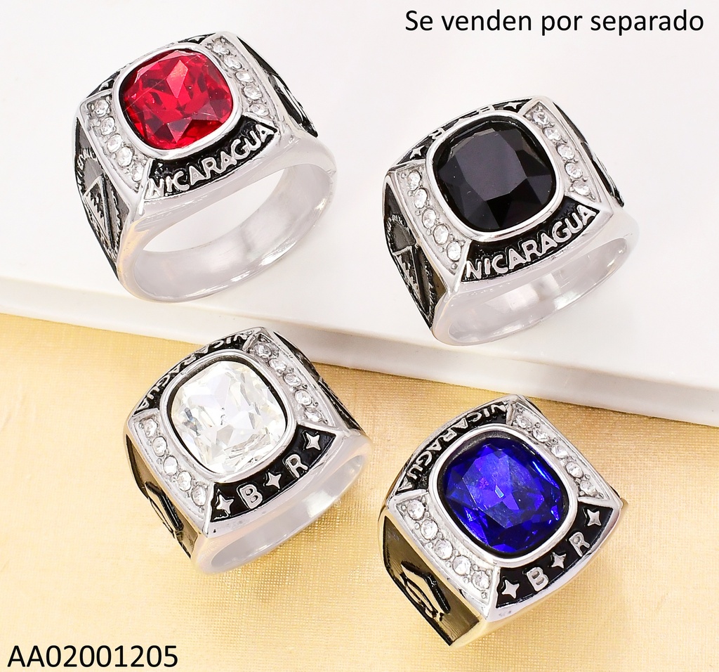 ANILLO PLAT. GRADUACION ZIRC.◻️NIC. C/ESCUDO SURT.RA659