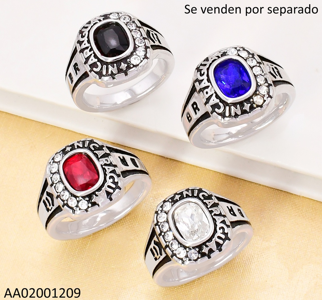 ANILLO PLAT. GRADUACION ZIRC. CUADRADA NIC. SURT.RA689