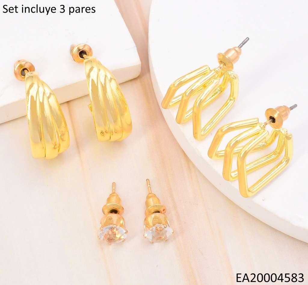 TRIO ARETES GALVANOPLASTIA ZIRC.RD/CUADRO/JJJ SE950-301
