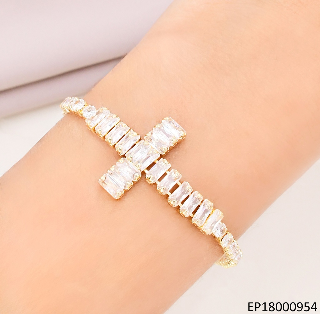 PULSERA ZIRCOBIAS CRUZ HORIZONTAL BE493-318