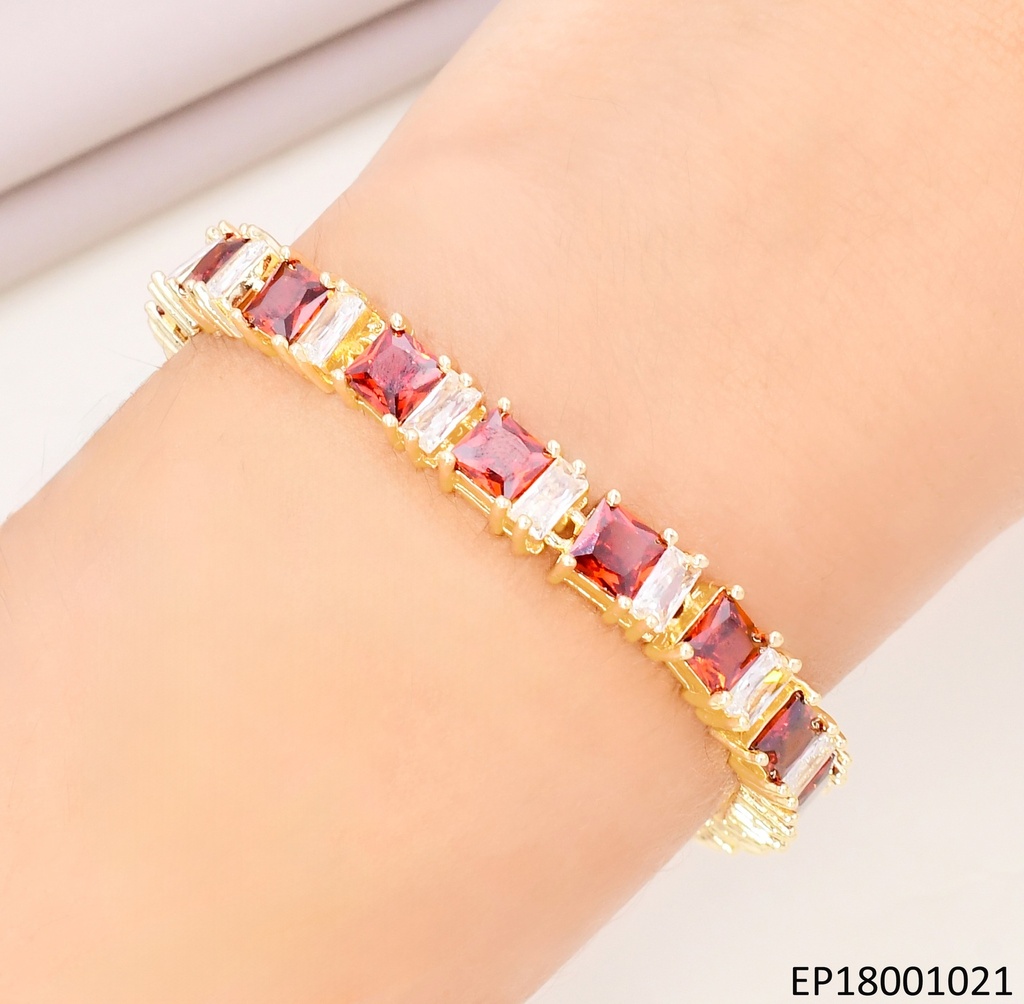 PULSERA CUADROS ZIRC.ROJAS BE760-318|