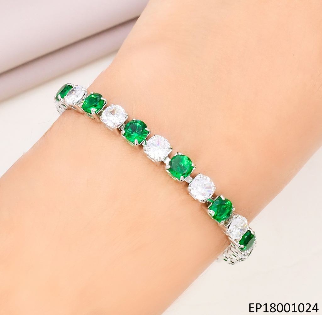 PULSERA PLAT.ZIRCONIAS RD VERDES BE759-318