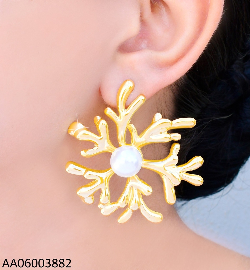 ARETES GR. CORAL DORADO C/PERLA CENTRO EA1236-45