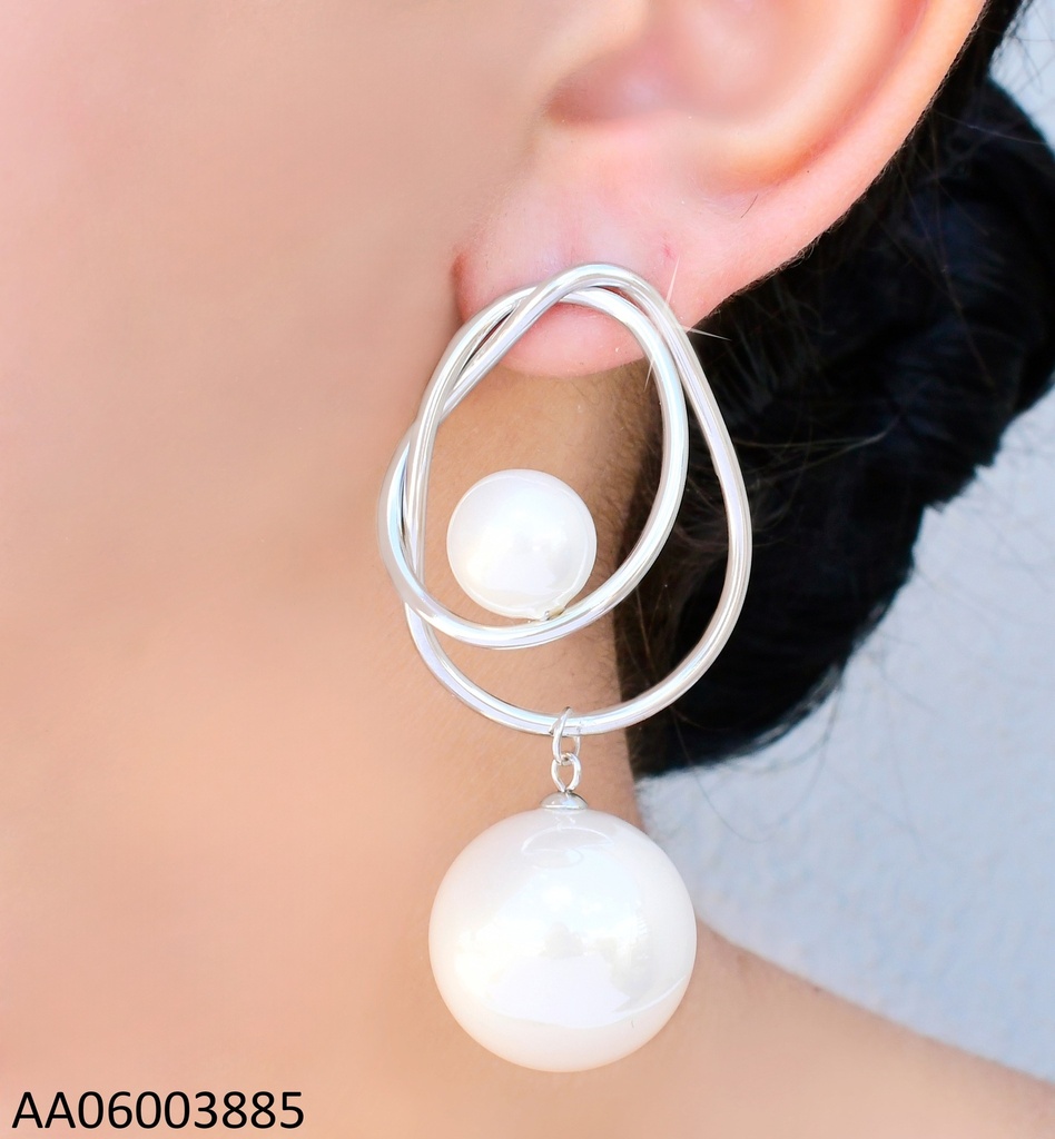 ARETES PLAT.GR.DOBLE OV.C/PERLA PQ-GR EA1233-45