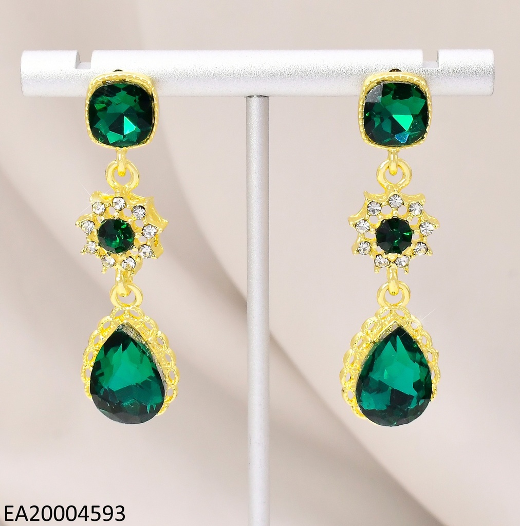 ARETES ZIRC.VERDES CUADRO/FLOR/GOTA EE4014-9