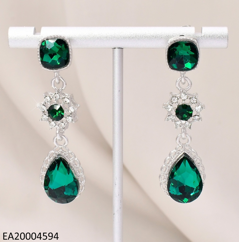 ARETES PLAT.ZIRC.VERDES CUADRO/FLOR/GOTA EE4015-9
