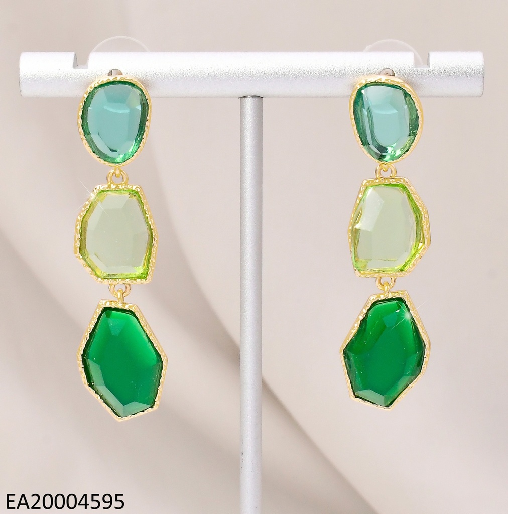 ARETES 3 PIEDRAS VERDES VERTICAL EE4005-6