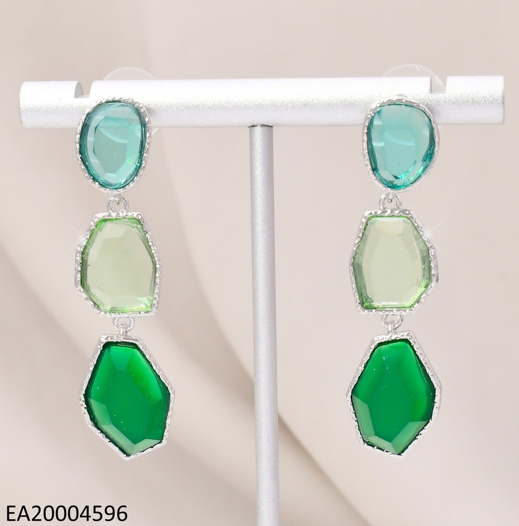 ARETES PLAT.3 PIEDRAS VERDES VERTICAL EE4006-6