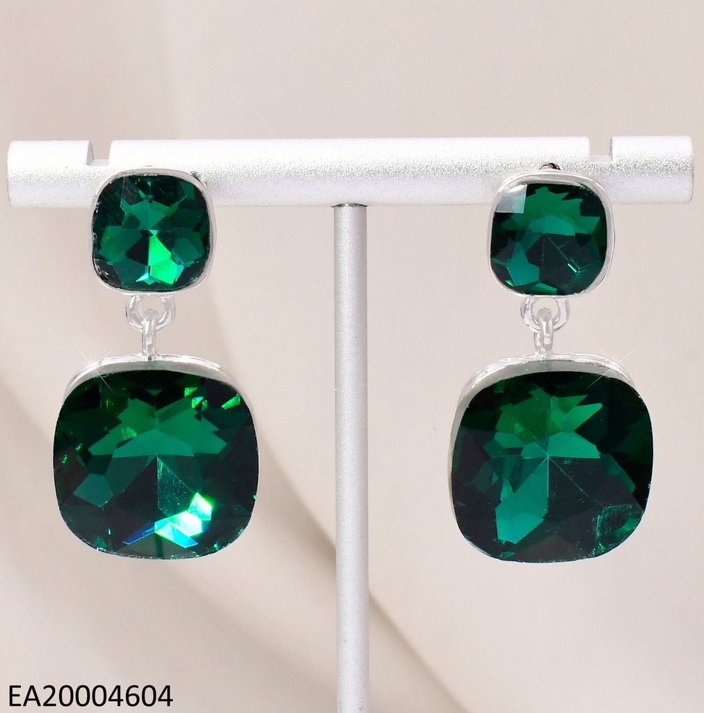 ARETES PLAT.ZIRC.CUADRO VERDE PQ/CUADRO MD EE4034-9