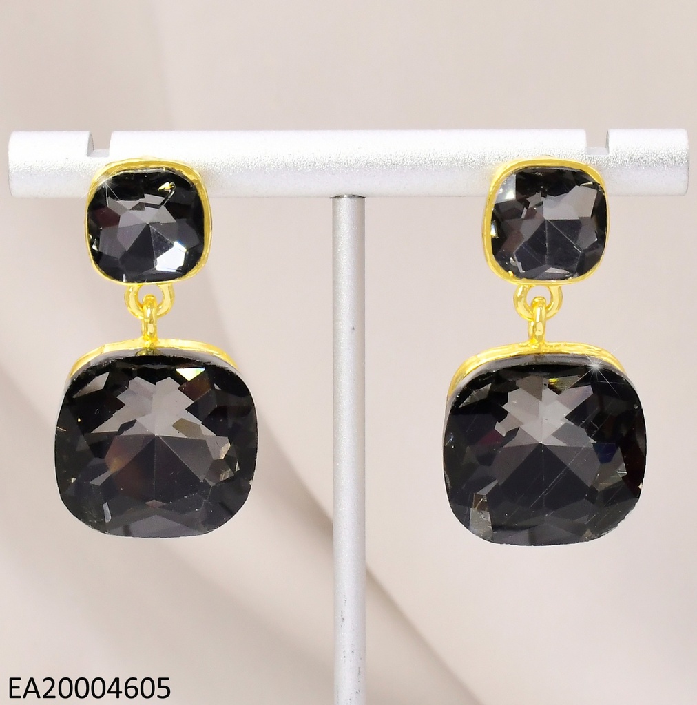 ARETES ZIRC.CUADRO NEGRO PQ/CUADRO MD EE4036-9