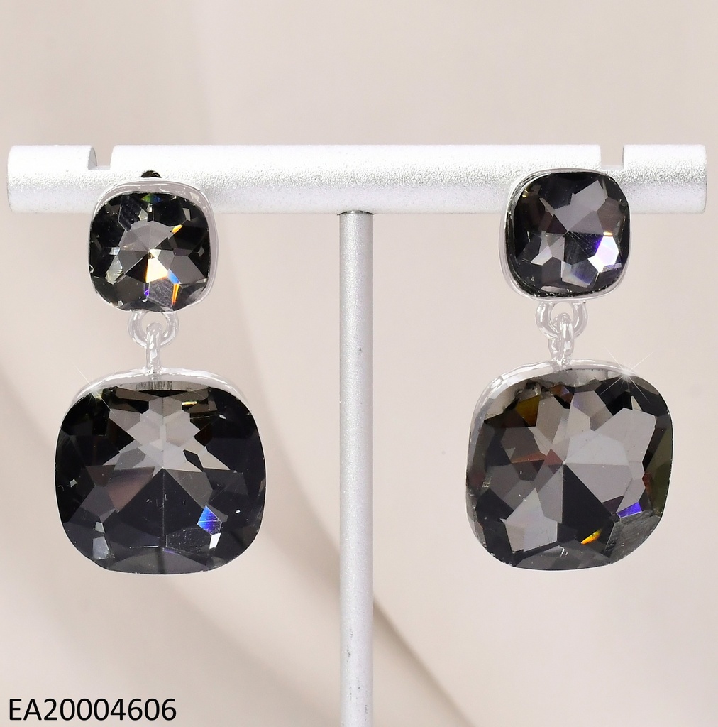 ARETES PLAT.ZIRC.CUADRO NEGRO PQ/CUADRO MD EE4037-9