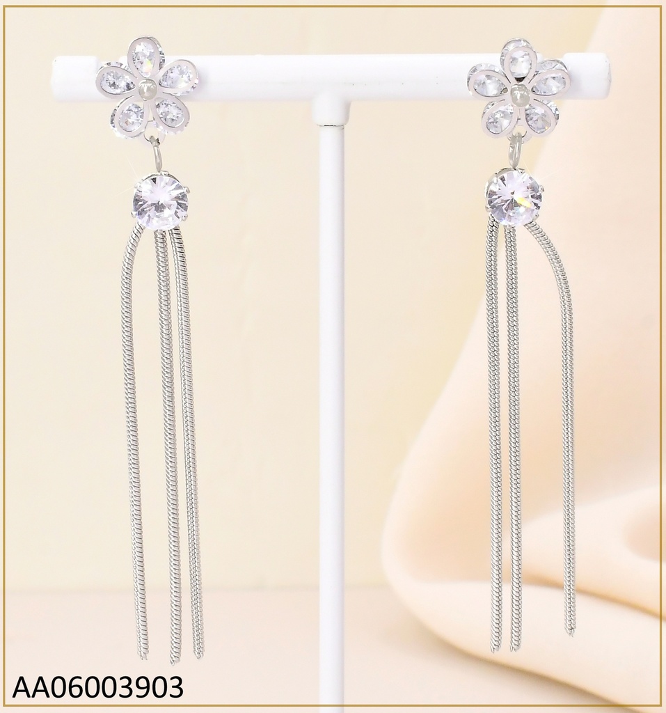 ARETES PLAT FLOR / ZIRC. RD/COLGANTES KE105896-PY