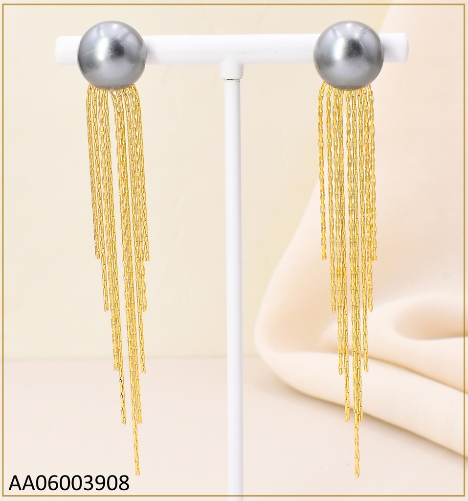 ARETES  MEDIA PELOTA GRIS /CADENITAS COLGANTES  KE111552-WGLN