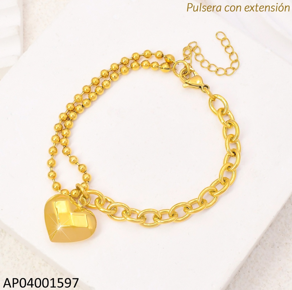 PULSERA PELOTITAS DOBLE/ESLB.CORAZON INF.KB203272-Z