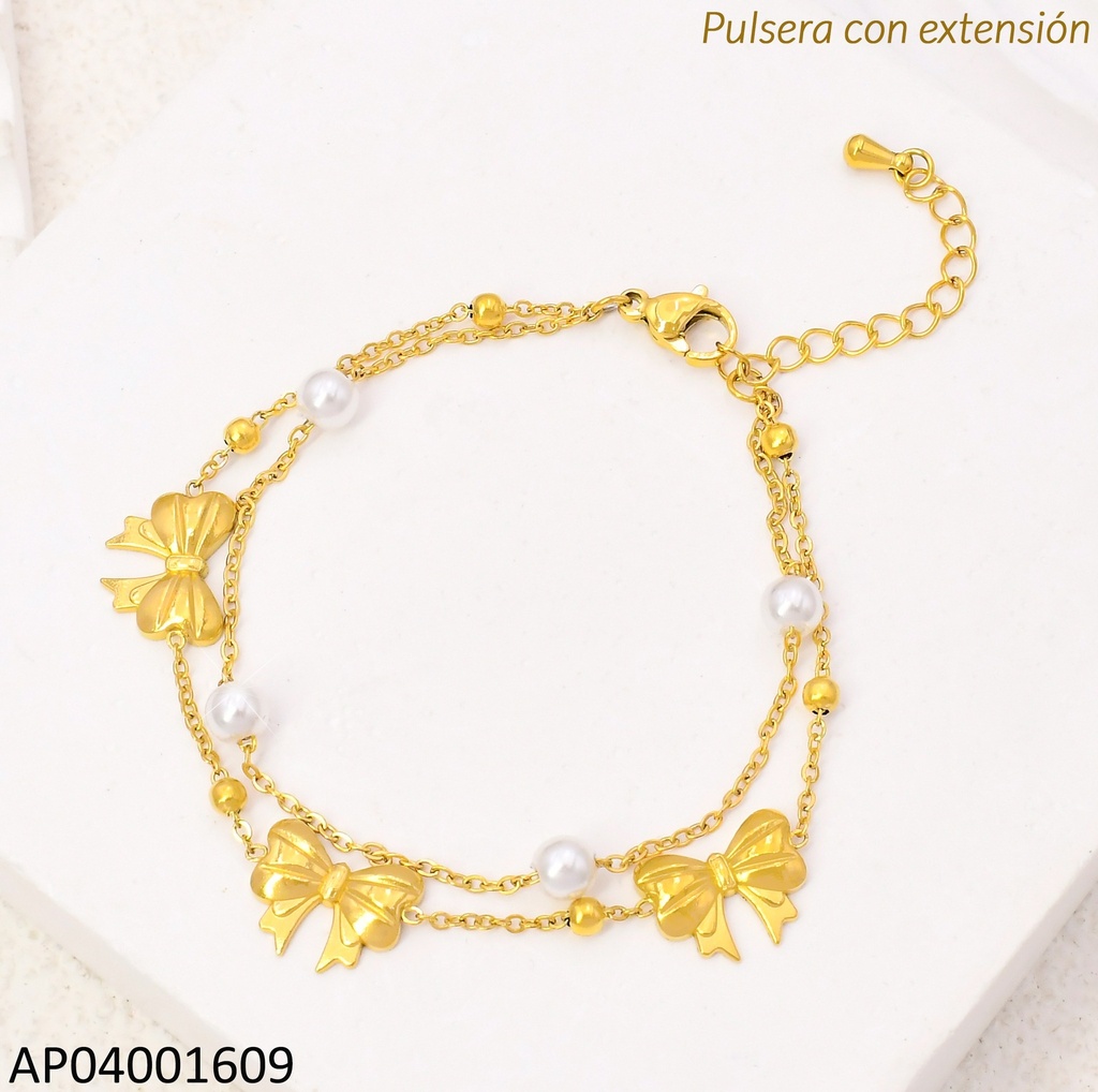 PULSERA DOBLE LAZOS/PERLITAS KB204090-SXSJ