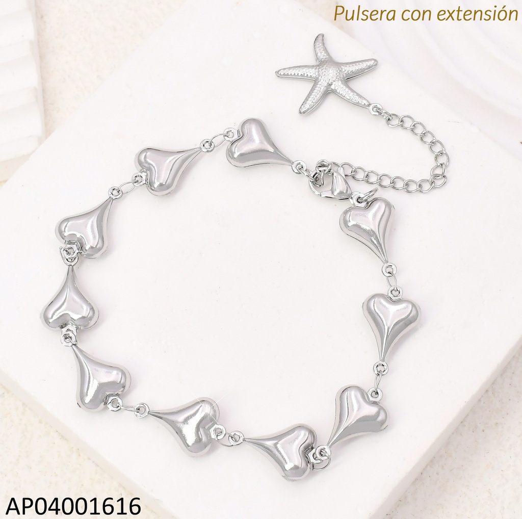 PULSERA DE CORAZONES INFLADOS KB204576-AQ