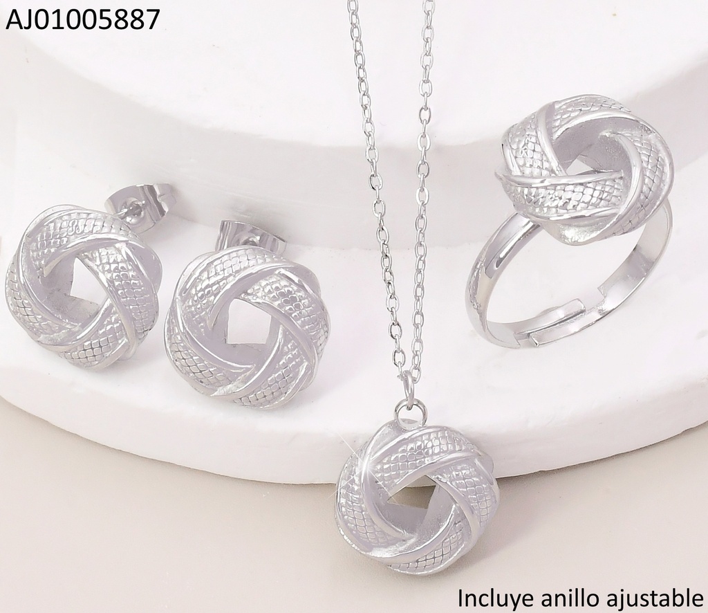SET PLAT CIRCULO ENTRELAZADO C/ ANILLO KS228583