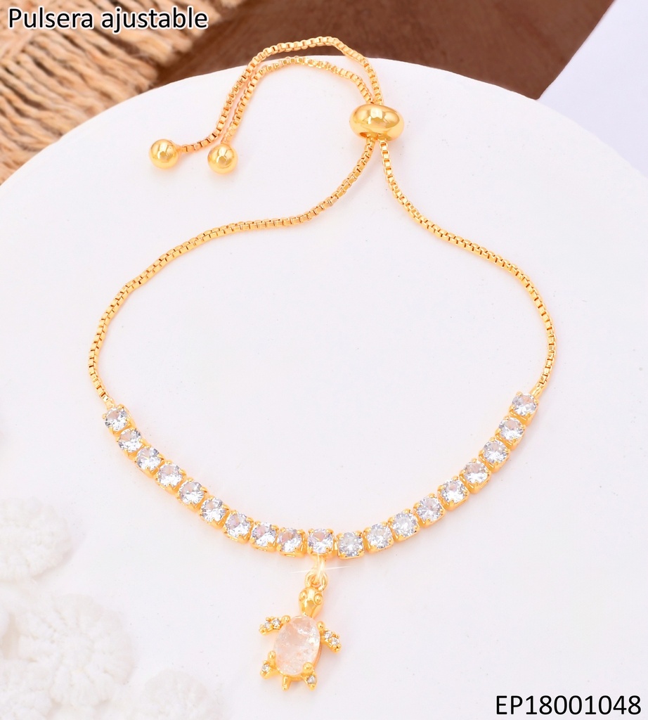 PULSERA AJUSTABLE ZIRC.DIJE:TORTUGA BE782-332