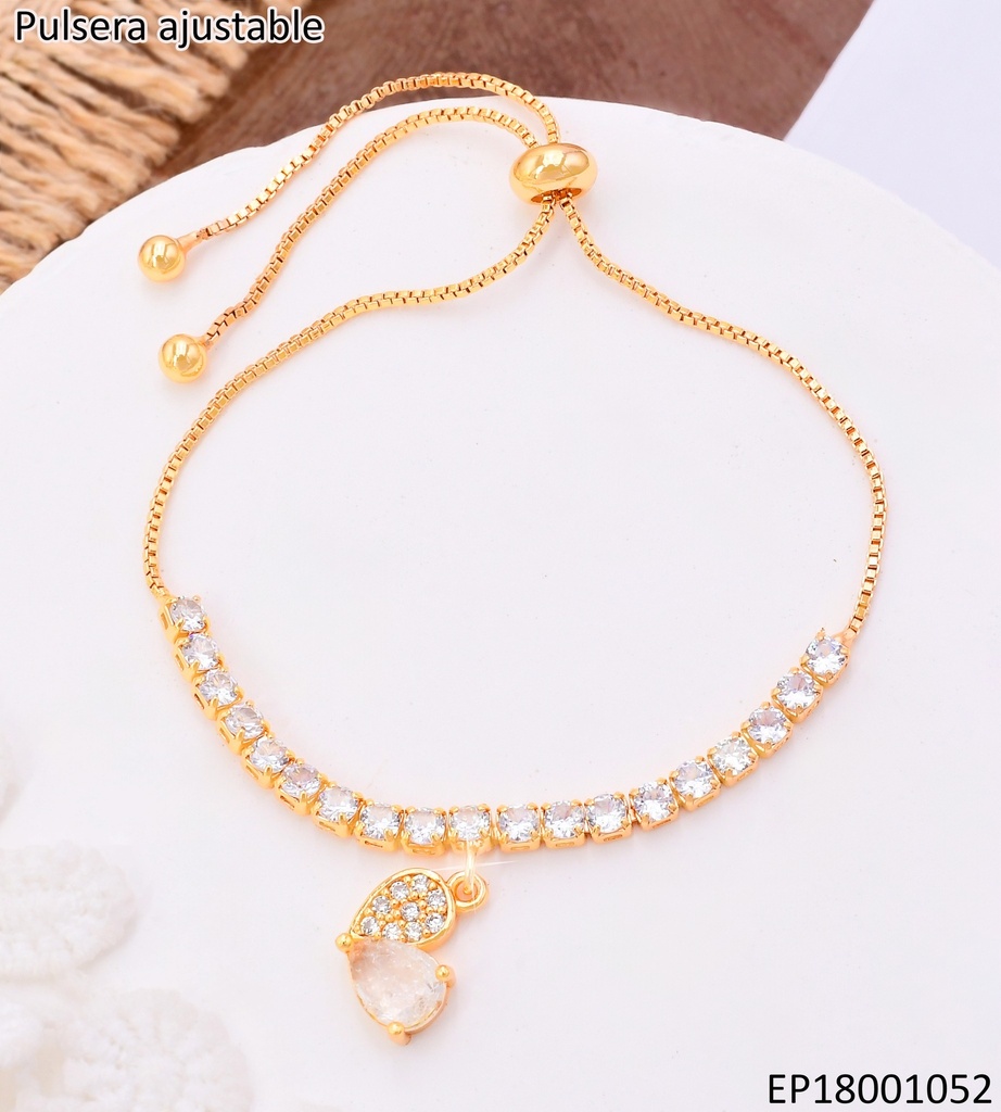 PULSERA AJUSTABLE ZIRC.DIJE:CORAZON ZIRC BE786-332