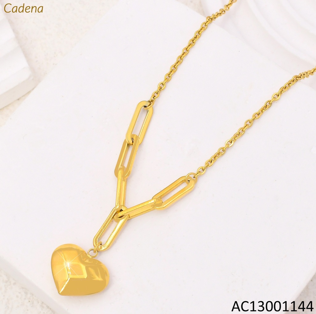 CADENA LARGA DIJE CORAZON A CUADROS KN292311-Z