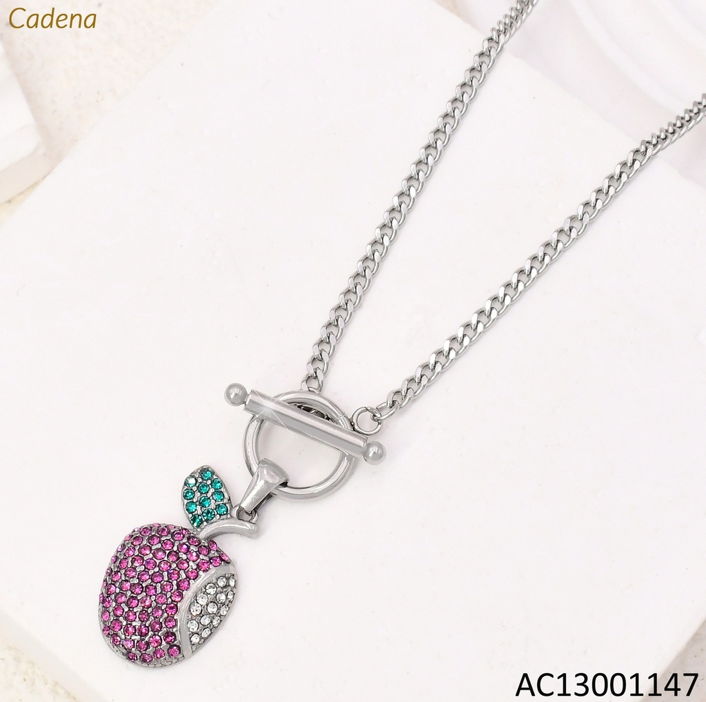CADENA PLAT. LARGA DIJE MANZANA ZIRC.CIERRE TIFFANY KN292313-Z