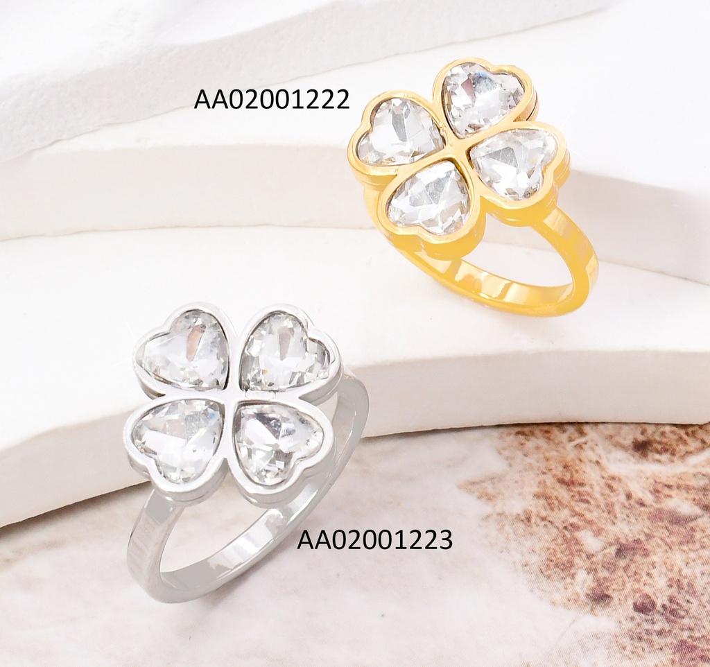 ANILLO TREBOL 4 HOJAS ZIRCONIAS KR113192-SP