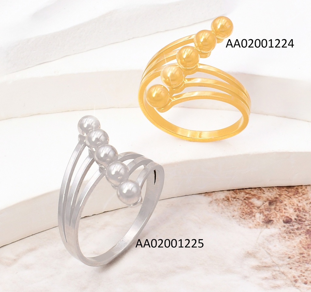 ANILLO PLAT.C/6 PELOTITAS LINEA VERTICAL KR113189-SP