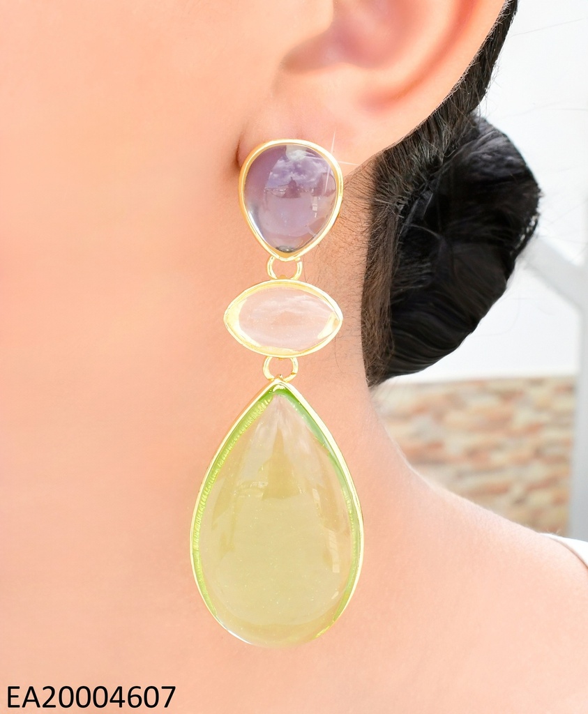 ARETES GOTA GRIS/BLANCA/VERDE GR.EE4018-9