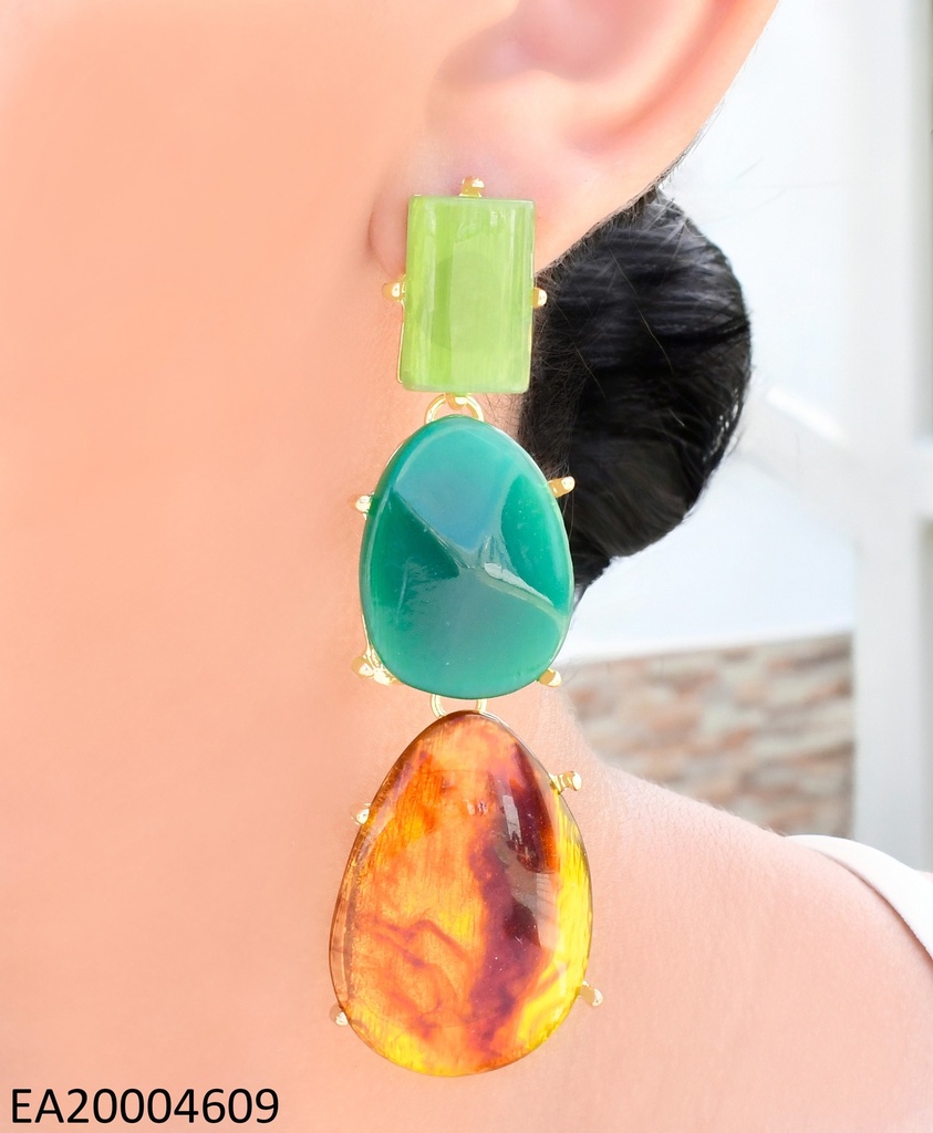 ARETES RECTANGULO VERDE/OV VERDE/GOTA CAFE GR. EE4024-9