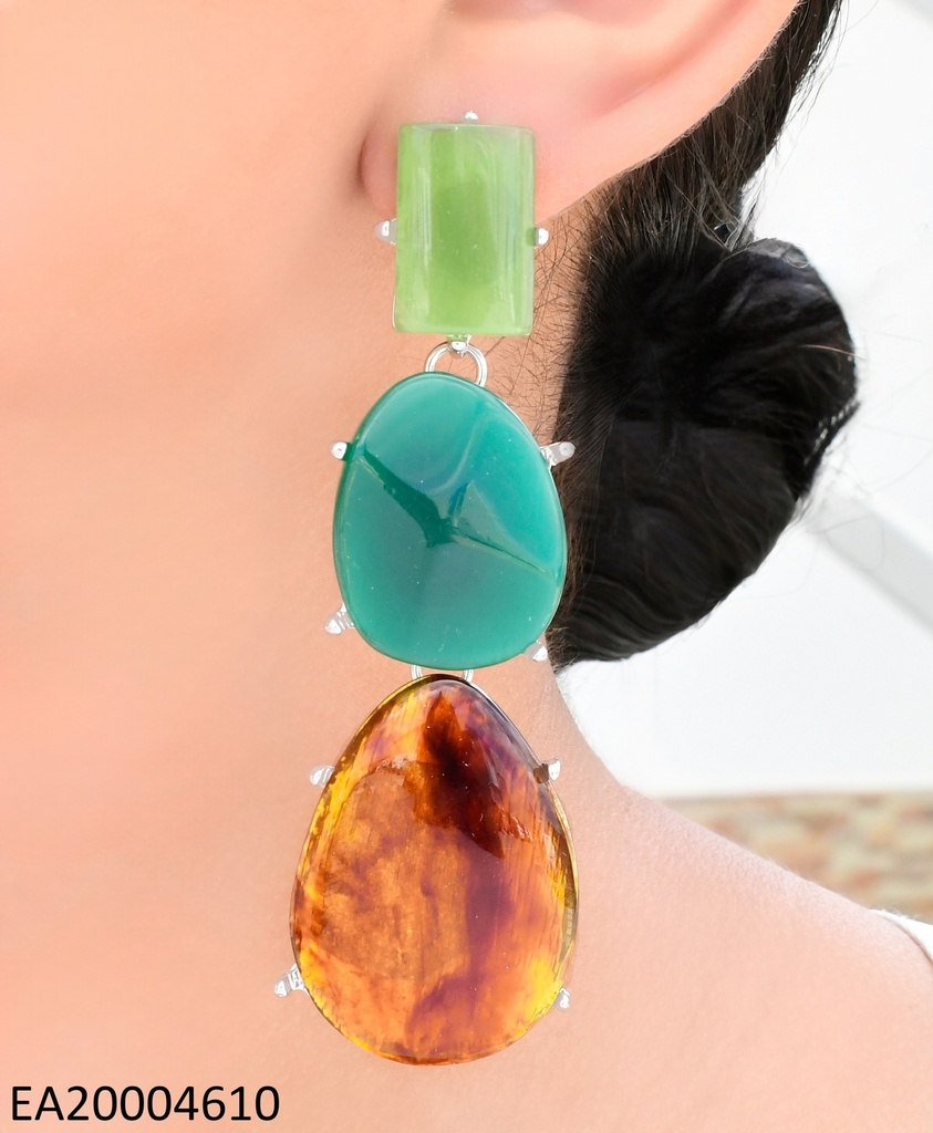 ARETES PLAT RECT. VERDE/OV VERDE/GOTA CAFE GR. EE4025-9