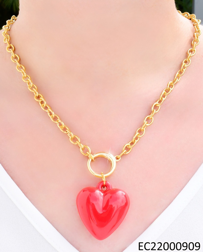 CADENA CAMISERO DIJE CORAZON GR. ROJO CA502-5