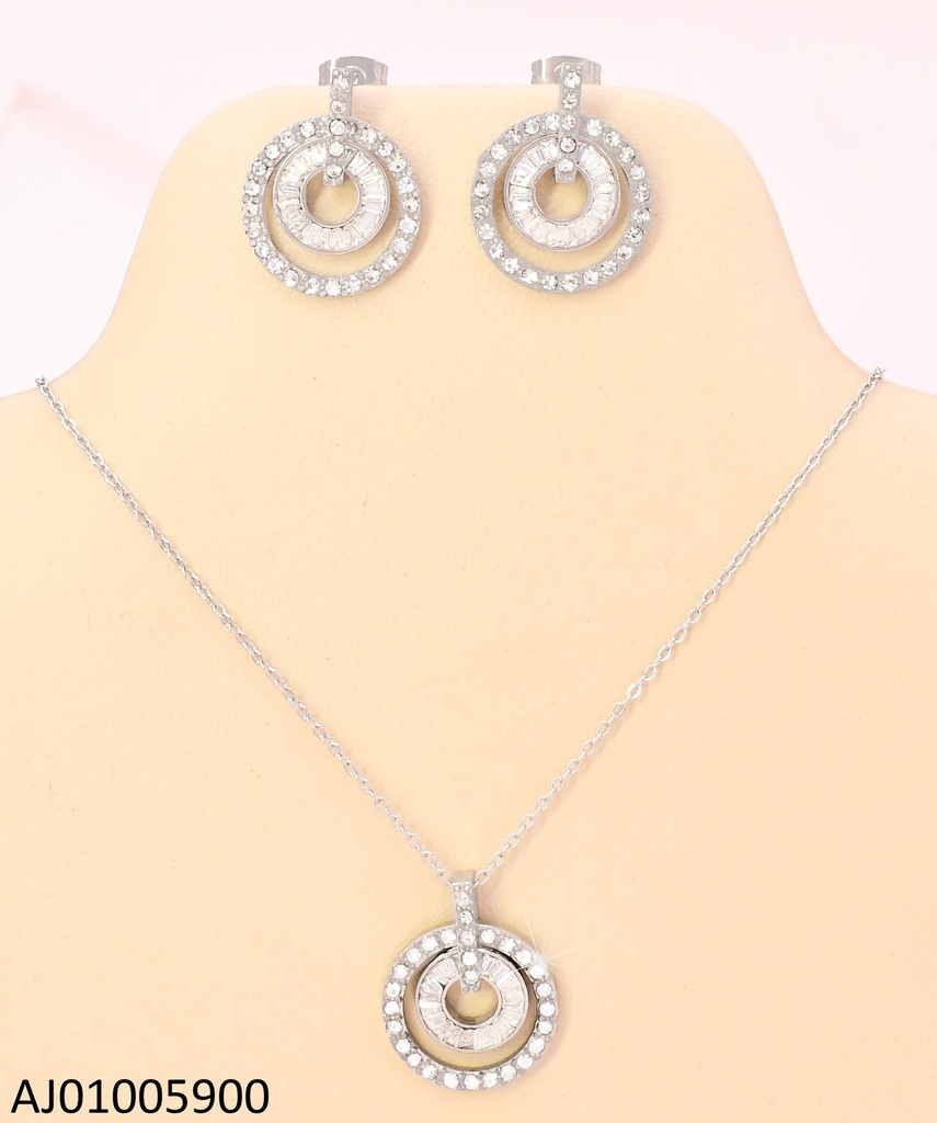 SET PLAT LINEA VERT.  ZIRC / DOBLE CIRCULO KS228584-K