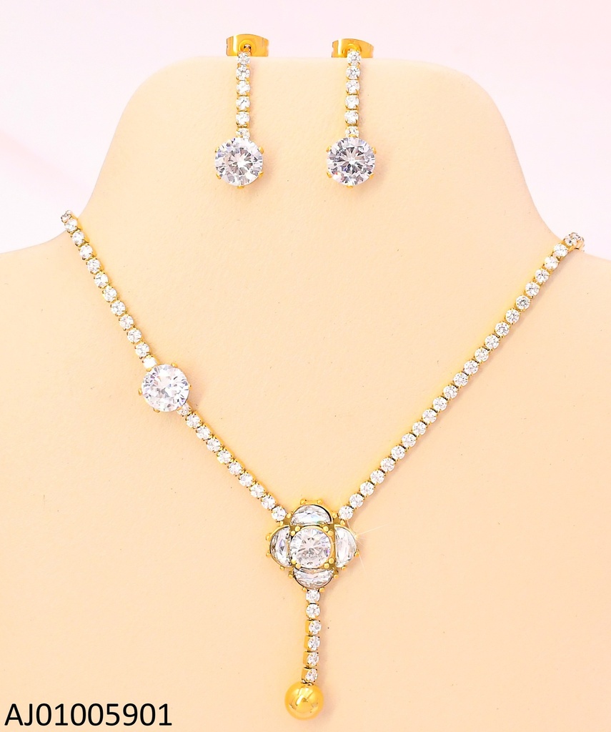 SET DOR. ZIRCONIAS C/FLOR ZIRC/PELOTITA DOR KS225706-AF
