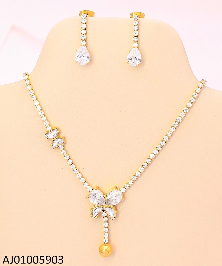 SET DOR. ZIRCONIAS C/MARIPOSA ZIRC/PELOTITA DOR KS 225710-AF