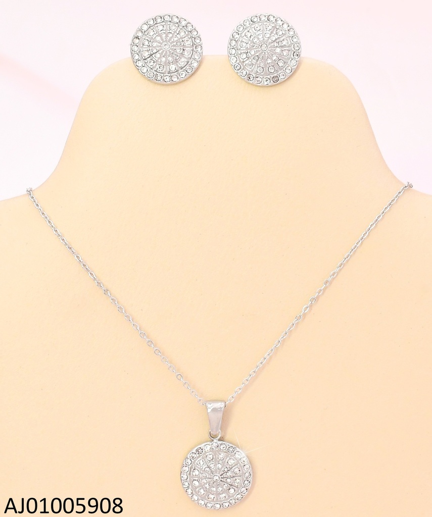 SET PLATEADO CIRCULO ZIRCONIAS KS228585-K