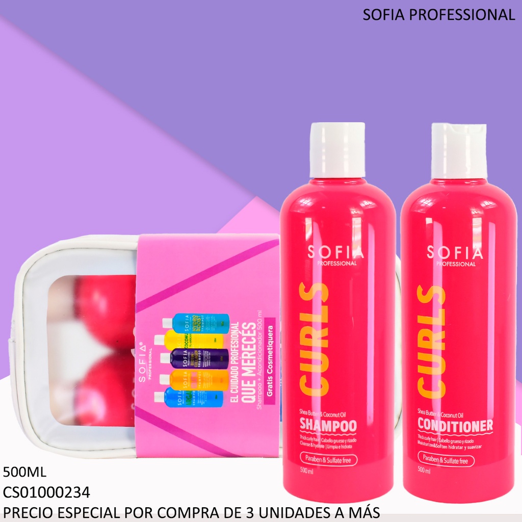 SET SOFIA PROFESIONAL SHAMPOO + ACOND. CURLS 500ML 90082CU