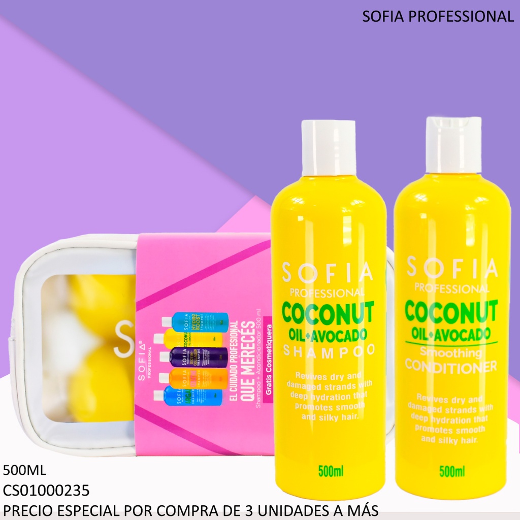 SET SOFIA PROFESIONAL SHAMPOO + ACOND. COCONUT OIL AVOCADO 90082CO