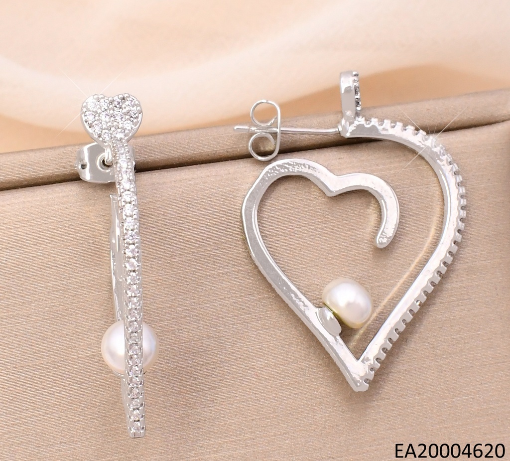 ARETES PLAT.CROQUI CORAZON C/ZIRC./PERLITA EE3989-268