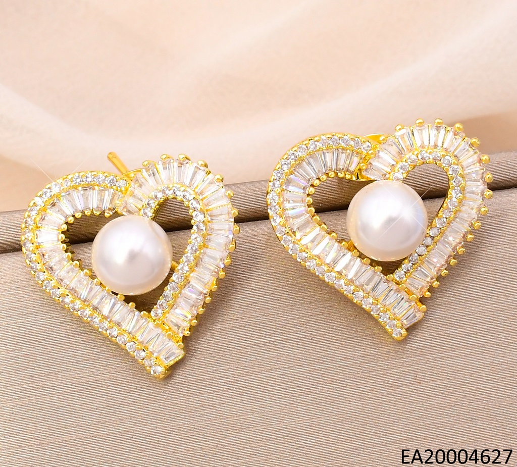 ARETES CROQUI CORAZON ZIRC.RECTAN.C/PERLA CENTRO EE3996-268