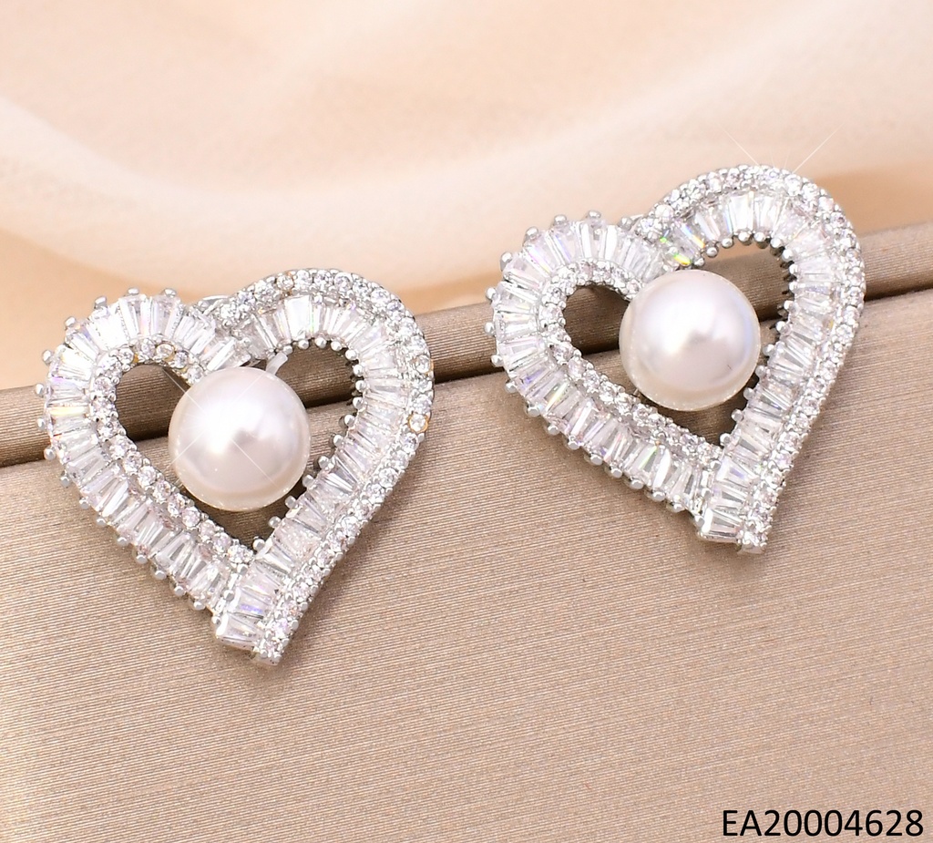 ARETES PLAT.CROQUI CORA.ZIRC.RECTAN.C/PERLA CENTRO EE3997-268