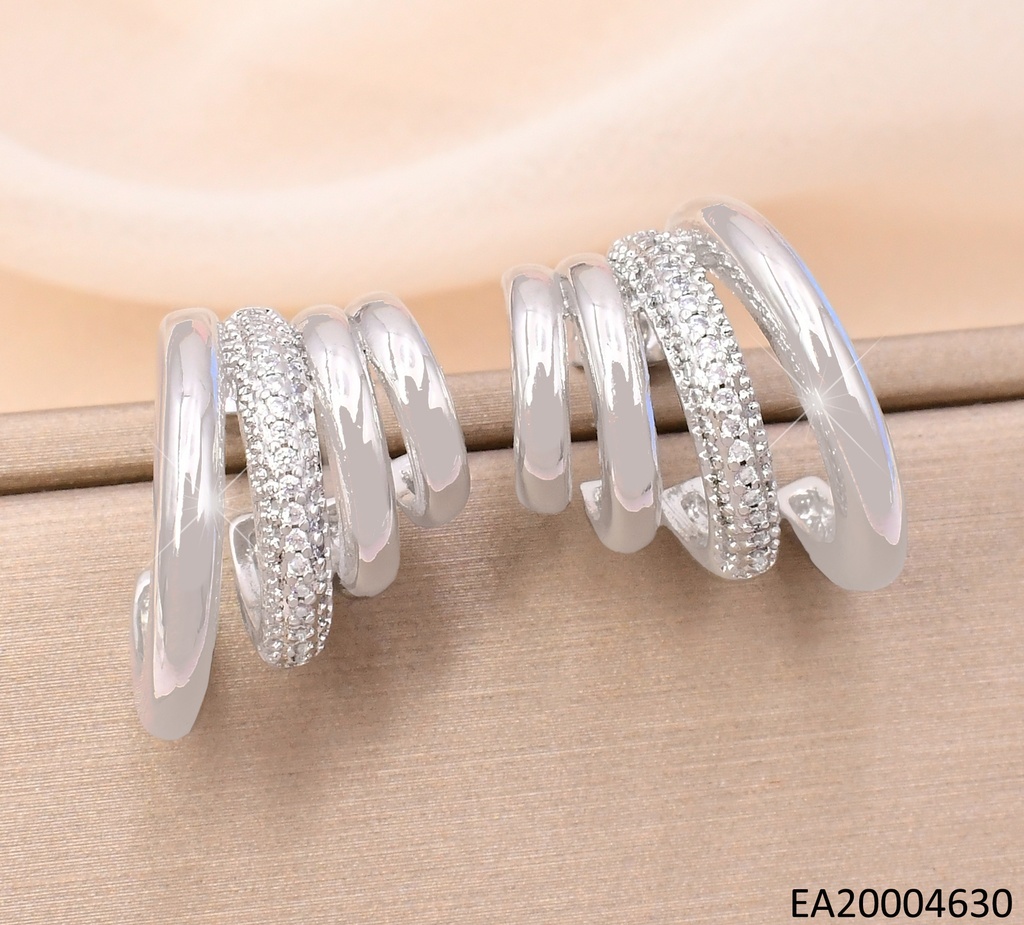 ARETES PLAT."CCCC" 3 LISAS/1 ZIRCONIAS EE3999-268