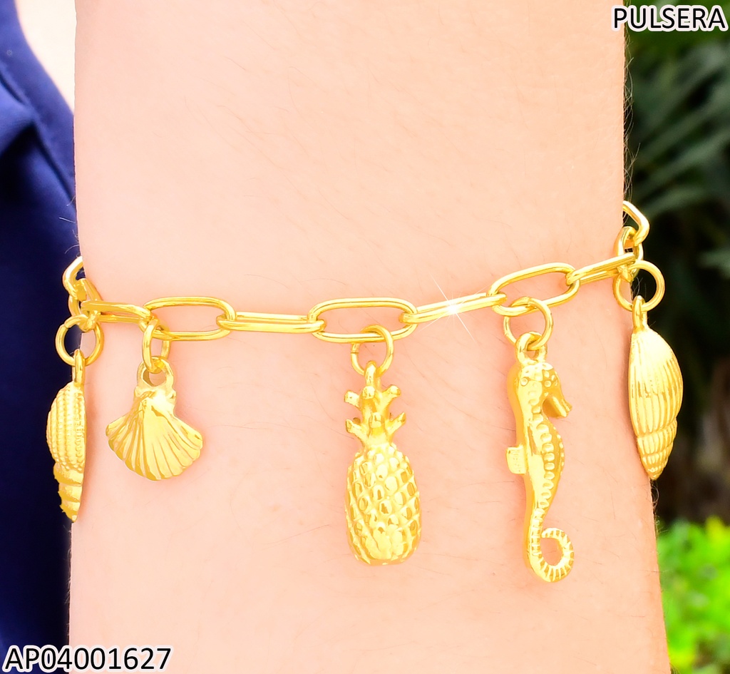 PULSERA ESLAB LARGOS DIJES:🍍/🐚/OSTRA/CABALLITO KB203287-Z