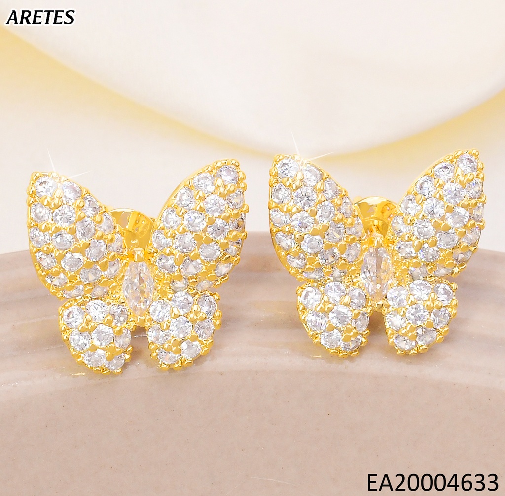 ARETES DOR MARIPOSA ZIRCONIAS EE4322-355