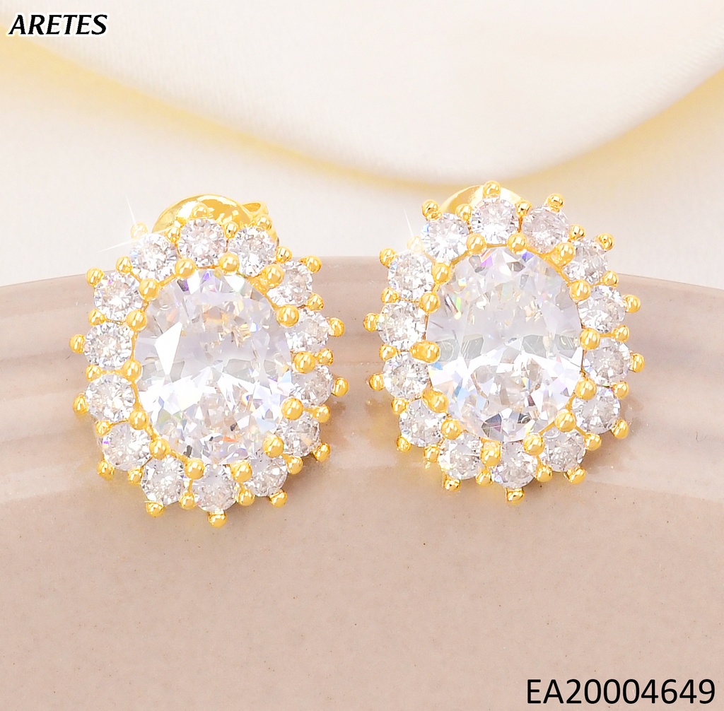 ARETES DOR OVALO ZIRC. CRISTAL EE4318-355