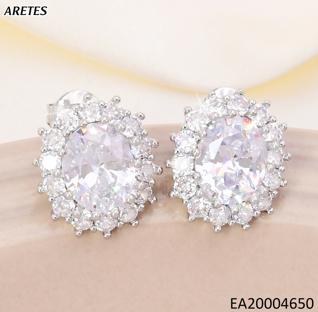 ARETES PLAT OVALO ZIRC. CRISTAL EE4319-355